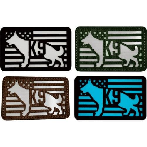 K9 Dogs IR Patch Armband Badge Sticker Decal Applique Embellishment Glow In Dark Military Tactical Service Dog Reflective Patch
