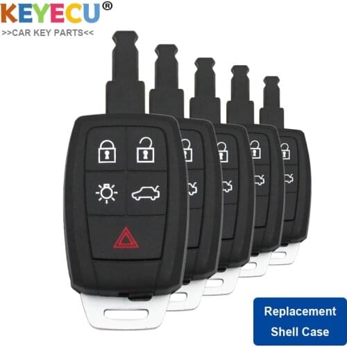 KEYECU 5PCS, Smart Remote Control Car Key Shell Case for Volvo C30 C70 S40 V50 2008 2009 2010 2011, Fob 5 Button - KR55WK49259