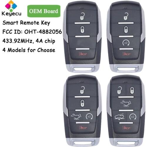 KEYECU OEM Smart Prox Remote Key With 3 4 5 6 Buttons 433.92MHz 4A Chip - FOB for Dodge Ram 1500 Pickup 2019 2020 OHT-4882056