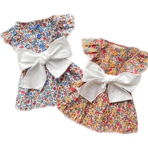Summer Cat Dress Dog Skirt Big Bowknot Dog Clothes Puppy Apparel Yorkshire Chihuahua Poodle Pomeranian Bichon Schnauzer Clothing