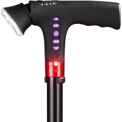 Elderly crutches multifunctional intelligent luminous four-legged walking stick aluminum alloy T straight handle with lamp