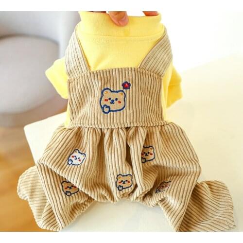 Fashion Bear pattern suspender pants Pet Dog Clothes for Dogs Coat Four seasons Dog Clothing Cartoon Pets Clothing Bodysuit