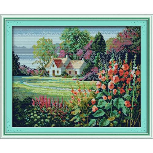 The wild scenery cross stitch kit lanscape garden 14ct 11ct count printed canvas stitching embroidery DIY handmade needlework