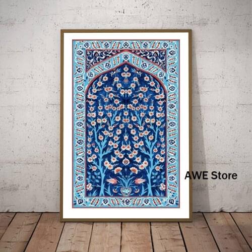 Wall Art Pictures Canvas Painting Turkish Tile Tree Of Life Watercolor Posters And Prints For Home Decoration No Frame