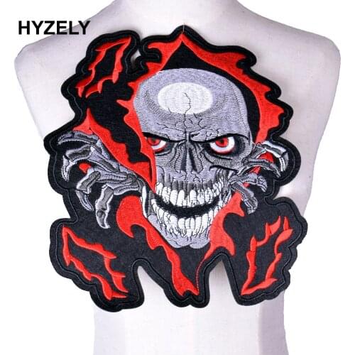 Punk Skull Patch Biker Rock Cheap Large Embroidered Motorcycle Band Patches For Clothes Jacket Big Dragon Snake Patch Back Badge