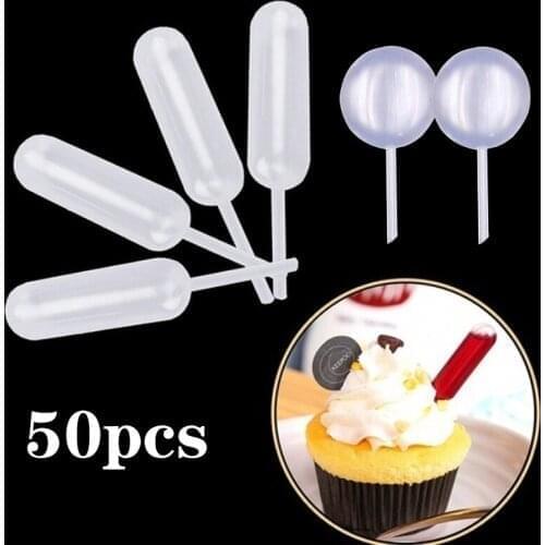50pcs Transparent Jam Dropper Cupcakes Ice Cream Squeeze Transfer Pipettes Stuffed Dispenser Cake Decoration Baking Tools