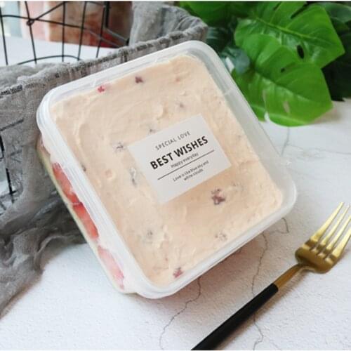 10pcs High quality 500ml ice cream plastic box kitchen diy cake Tiramisu pastry box picnic lunch fruit food box with sticker