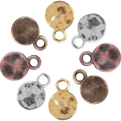 30Pcs/Lot Charms Crystal Round Pendants Base 10mm Antique Silver Plated Making DIY Handmade Tibetan Silver Color Jewelry