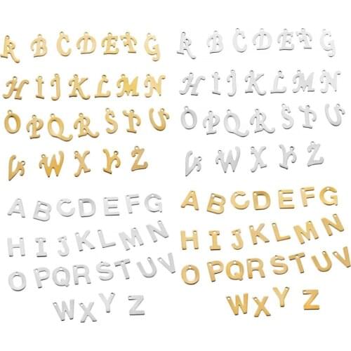 26Pcs/Lot Gold Color Stainless Steel A-Z Letter Pendant Alphabet Charms Pendants for DIY Neckalce Jewelry Making Accessories
