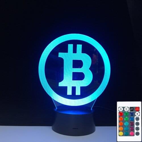 Simple Bitcoin Night Light 3D LED USB RGB Table Desk Lamp Home Decor Christmas Gift Display Bulb Boy Toys Birthday Present