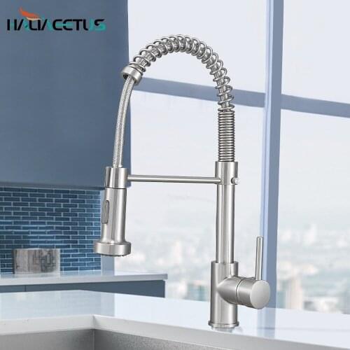 Haliaeetus Spring Kitchens Faucets Hot&Cold For Pull Out Kitchen Faucet Chrome Mixer Tap Deck Mounted Brass Kitchen Tap