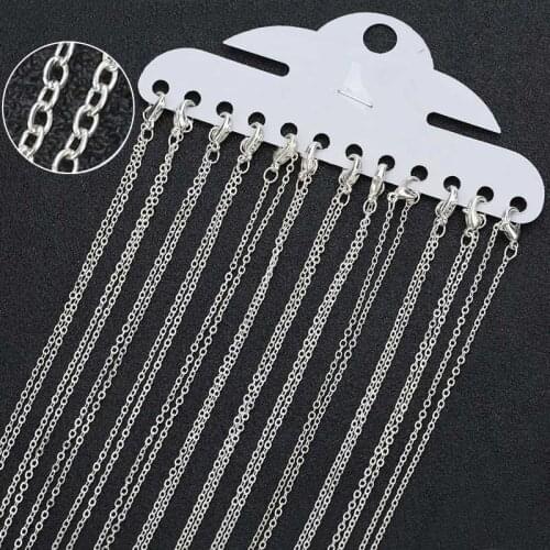 12pcs/pack 1.5mm Silver Color Roll Chains for Necklace Bracelet with Lobster Clasps Copper Link Chains Accessories Length 40cm