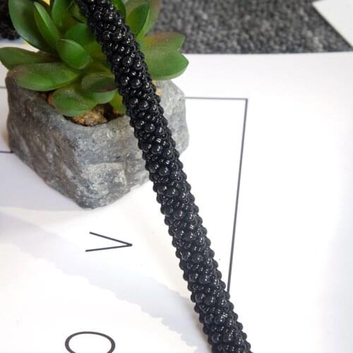 10mm Black Pearl Beaded Lace Trim Mesh Lace Ribbon Fabric Clothes Decoration Wedding Dress Collar Sleeve African Lace Applique