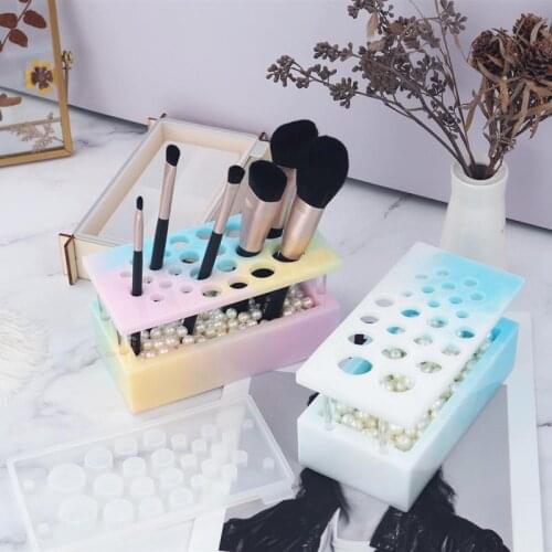 Silicone Mold Resin Mold For DIY Resin Epoxy Cosmetic Brush Storage Rack Makeup Storage Box Jewelry Tools
