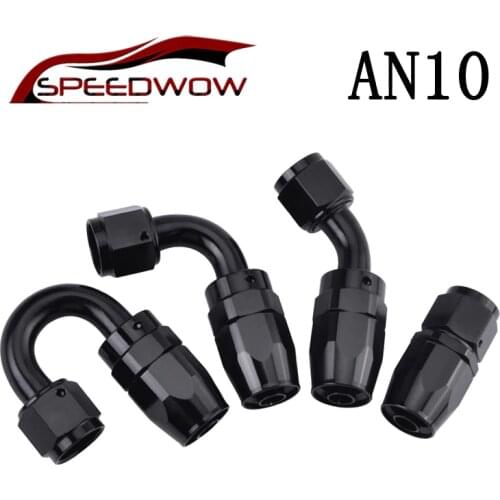 SPEEDWOW Aluminum AN10 Oil Fuel Swivel Hose Straight 45 90 180 Degree Hose End Oil Fuel Reusable Fitting Adapter Black
