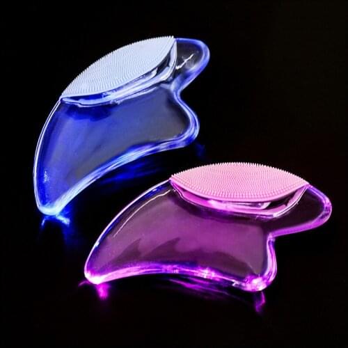 Light Guasha Board Massager Silicone Facial Cleanser Gravity Induction Lamp Red/ Blue Light Care For Skin Remove Wrinkles