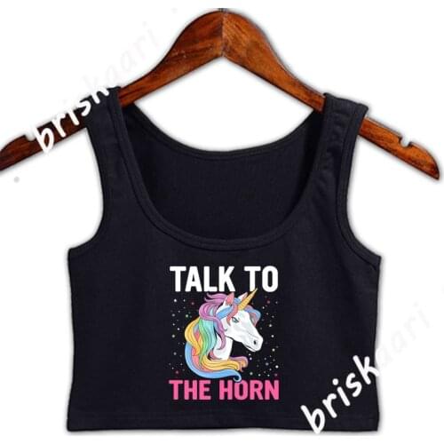 Unicorn Funny Unicorns Rainbow Mythical Horse Gift Crop Top Designer Plus Size 5xl Cute Summer Style Girl Unique Sexy Top Vest