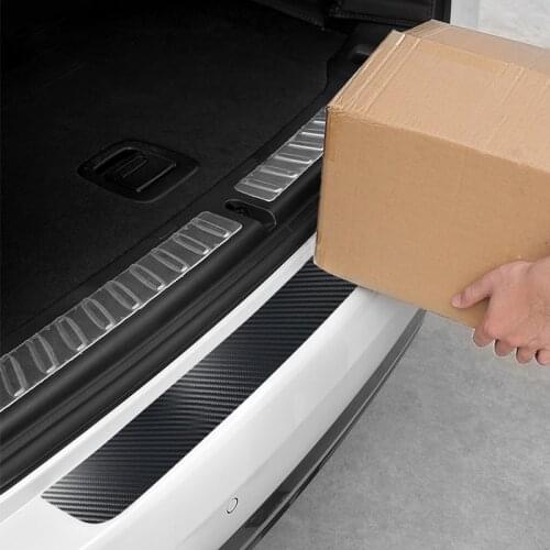 Universal Trunk Rear Guard Plate Sticker Car Rear Bumper Trim Anti-Kicked Scratch Protection Sticker Strip 3D Carbon Fiber Film