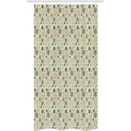 Vintage Starry Christmas Shower Curtain Set Abstract Folk Look Waterproof Fabric Narrow Bath Curtain Bathroom Decor with Hooks