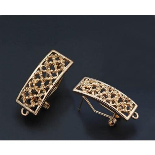 Clip Earrings Post with Loop Hanger Metal Hollow Filigree Rectangle Chile African Wedding Earrings Making Crafts DIY Findings