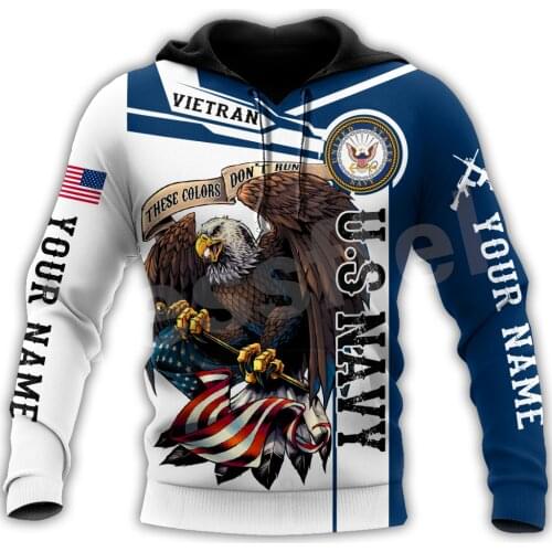 Tessffel Eagle Navy Army Veteran Military Camo Harajuku Pullover 3DPrint Streetwear Tracksuit Autumn Casual Hoodies Men/Women A2