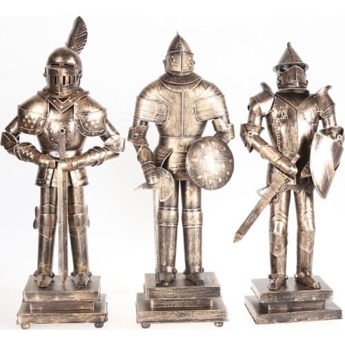 HIGH QUALITY 3 STYLE MIDDLE AGES ARMOUR WARRIOR ROME WARRIOR MODEL STATUE RETRO CRAFT FURNISHING FOR BUSINESS GIFT 45CM