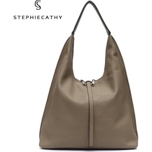 SC Genuine Leather Hobo Bag For Women Casual Large Tote Cowhide Casual Shoulder Bag Daily Handbag Female Coin Purse Shopping Bag