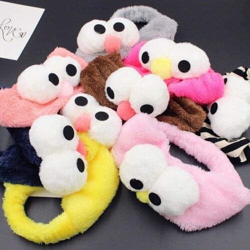 1PCS New Coral Fleece Horn Big Eye Wash Face Hairbands for Women Girls Headbands Headwear Hair Bands Turban Hair Accessories