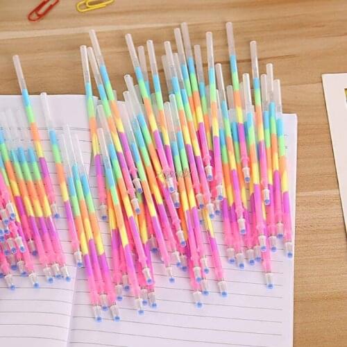 10Pcs 6in1 Color Colorful Highlighter Gel Pens Refills Student Office Stationery Dropshipping