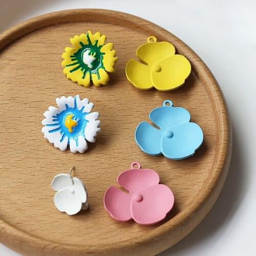 10pcs Spring and summer Cute Flower Stud Earrings for Women Korean Jewelry Kids Girls Elegant diy jewelry accessories materials