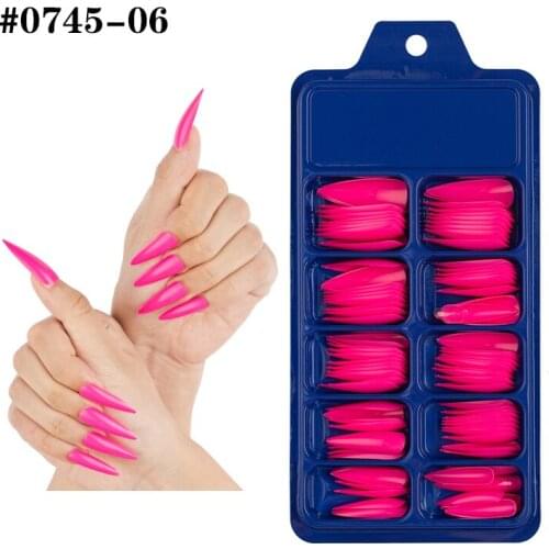 100Pcs/Box Ballerina Pure Color Long Fake Nails tips Stilettos Fake Nails ABS Artificial DIY Fake Artificial UV Gel Nail Art