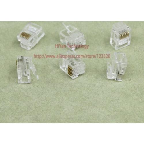 100pcs/lot) RJ11 6P6C Modular Jack Network Male Plugs 6 Pin Telephone Connector RoHS