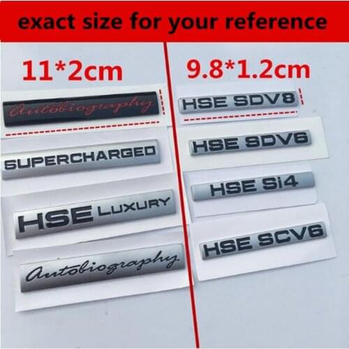 100pcs New Car Styling Autobiography Sport Evoque HSESDV6 HSESDV4 HSESi4 HSELUXURY SUPERCHARGED Rear Boot Badge Emblem Sticker