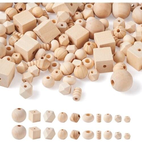150pcs/bag Wood Beads Loose Spacer Bead Charm Beads BurlyWood for Jewelry Making DIY Bracelet Necklace Handmade Supplies