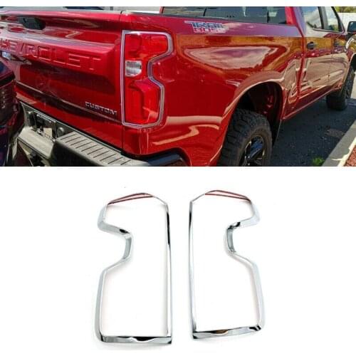 ABS Chrome Rear Tail Light Lamp Cover Trim 2pcs For Chevrolet Silverado 2019-2020