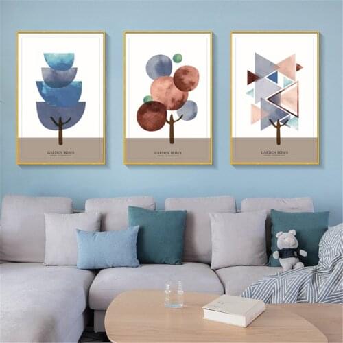 Different Shape Trees Watercolor Painting Abstract Poster Canvas Print Painting Wall Art Living Room Home Decoration