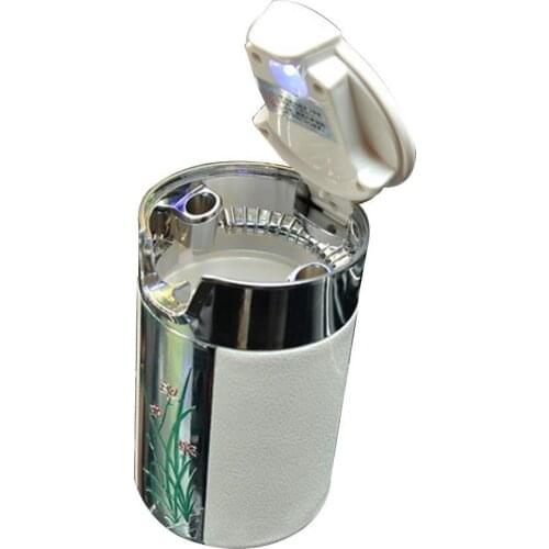 Carbon fiber car ashtray air port can be suspended car smoke cylinder with led light night light