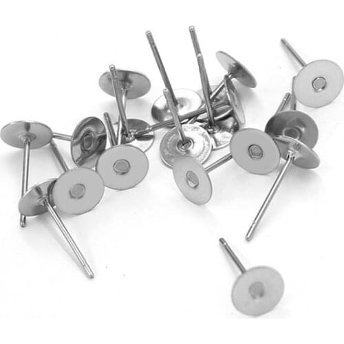 No Fade 50pcs Stainless Steel Blank Plane Earring Stud Base Fit 3 4 5 6 8 10mm Cabochon Settings DIY Jewelry Making Accessories