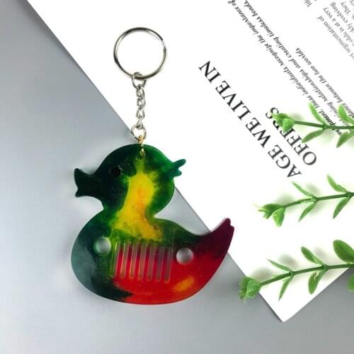 Shiny Glossy Silicone Resin Molds Diy Duck Keychain Mold DIY Keychain Pendant Jewelry Epoxy Resin Crafting Molds