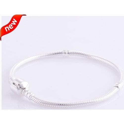 Genuine 925 Sterling Silver Moment Bracelets Barrel Clasp Silver Snake Chain Bracelets for Women DIY Jewelry pulseras Wholesale