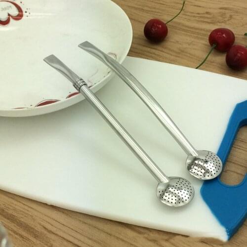 Spoon Tea Filter Yerba Mate Tea Straws Stainless Steel Drinking Straw Bombilla Gourd Reusable Tea Tools Washable Bar Accessories
