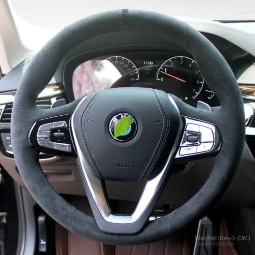 For BMW 5 series 525Li 528 530i 7 series hand-sewn grip cover Auto Real Alcantara suede steering wheel cover parts accessories