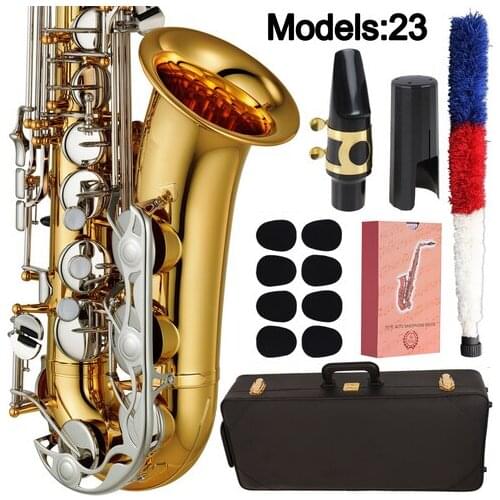 DeXin Saxophone Alto 23 Professional Alto Sax Custom Series High Saxophone Gold lacquer Nickel-plated Keys Mouthpiece Reeds Neck