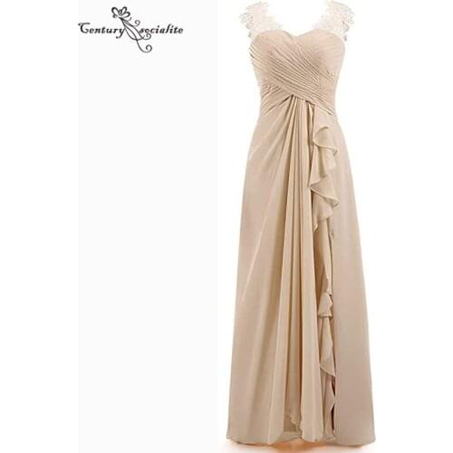 Chiffon Long Mother of Bride Dresses 2020 Plus Size Pleats Applique Lace Wedding Guest Dresses Evening Formal Party Gowns Cheap