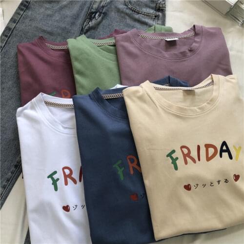 T-shirts Women New Loose O-Neck Short Sleeve Printing Letter Korea Cute Casual Harajuku Student Female Tops