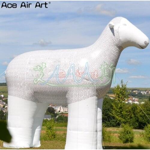 Giant 6m H inflatable sheep,printing cold balloon animal model,goat replica standing for sign on events