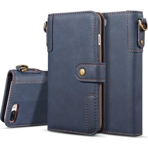 For iPhone X & 8 Plus & 7 Plus& 8 & 7 Retro Cowhide Texture Horizontal Flip Case with Card Slots & Wallet & Holder & Hand Strap