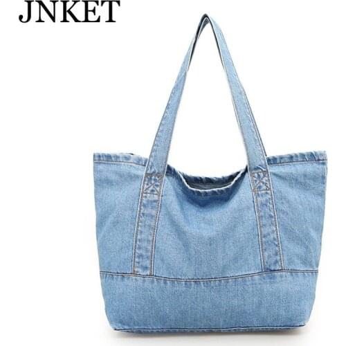 JNKET New Washed Denim Womens Shoulder Bag Handbag Casual Denim Tote Bag Portable Bag Purse Sling Bag