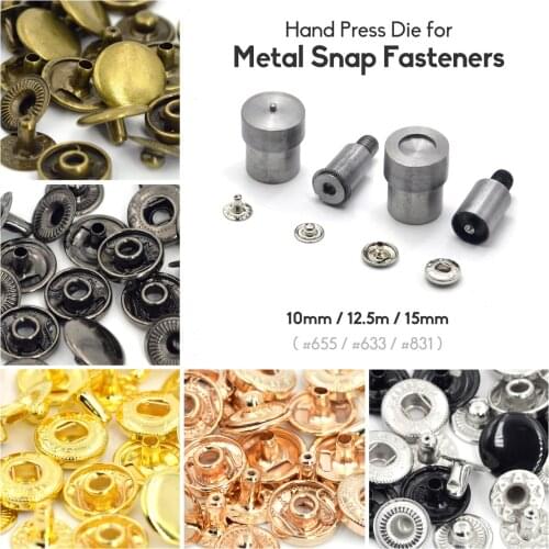 KALASO 1Sets Metal Snap Buttons Fasteners And Dies Mould Tool For Hand Press Machine DIY Craft Supplies 10mm 12.5mm 15mm
