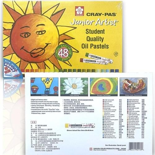 Japan Sakura 48 Color Oil Pastel Childrens Student Art Brush Drawing Soft Crayon Graffiti Pen